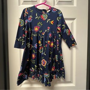 Hanna Andersson Floral Cotton Dress Size 90 Spring Ruffle Hem